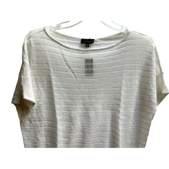 The Limited White Tonal Stripe Pullover Semi Sheer Top Generous XGenerous XS NEW - Picture 2 of 8